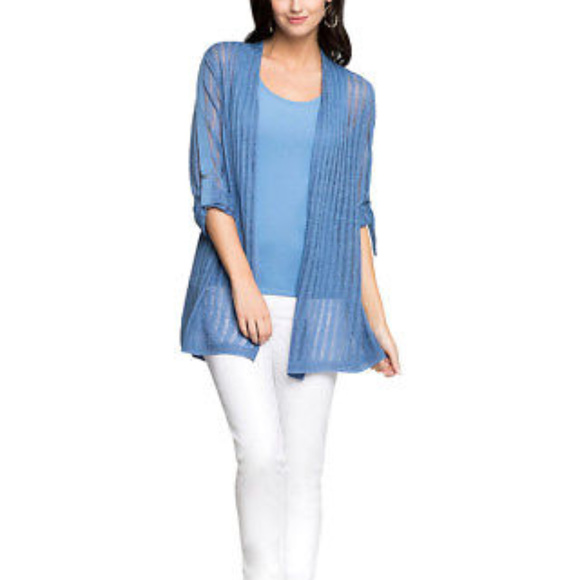 NIC + ZOE Sheer Nights Cardigan Duster Open Front - Picture 3 of 8